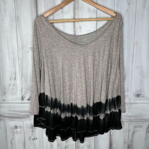 WE‎ THE FREE People Knit Gray Black Tie Dye High Low Oversized Swing Top Small